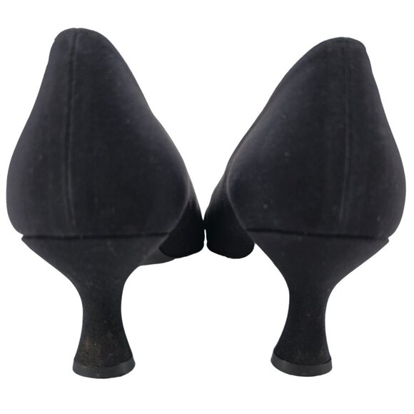 Stuart Weitzman Black Plissé Fabric Formal Pumps Womens 8.5AAA Dress Shoes Heels - Picture 5 of 14